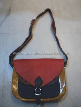 Multi Colours Leather Patchwork Indian Bags Bright Coloured Multi Colours Leather Patchwork Indian Bags