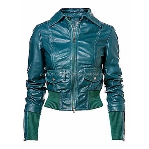 fashion punk style black long sleeve women casual leather jacket