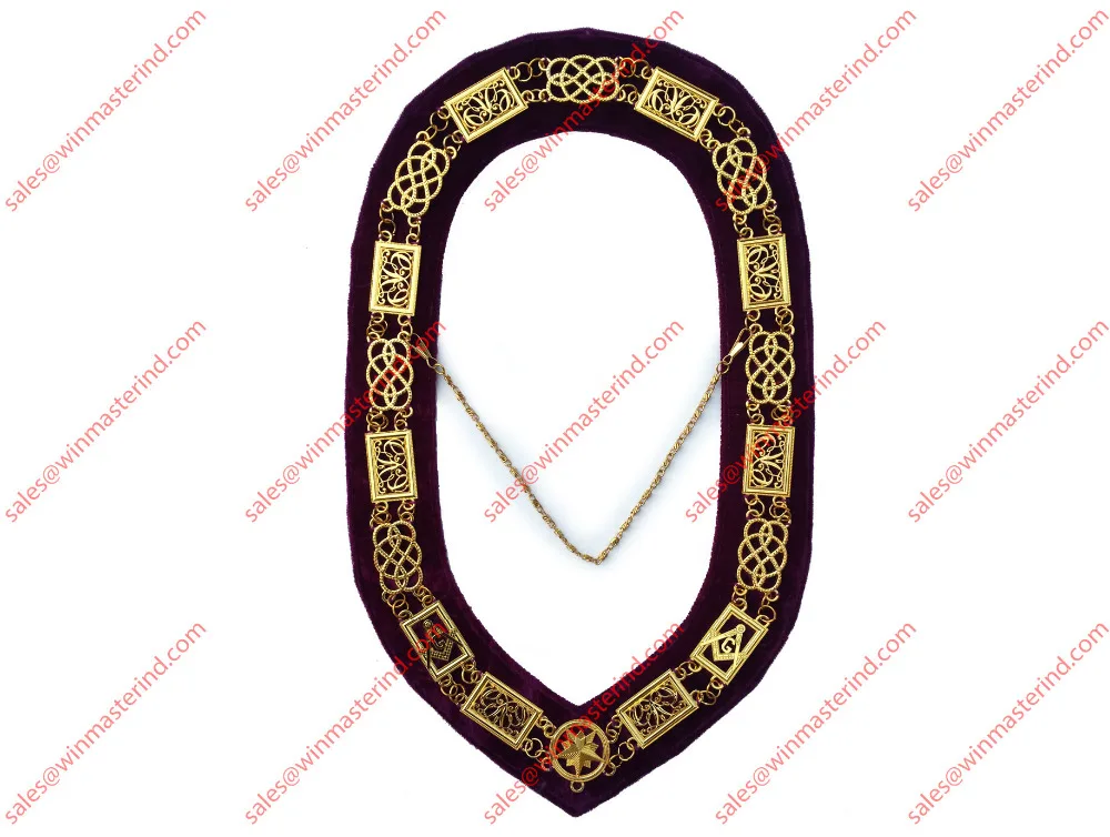 Masonic Grand Lodge Metal Chain Collar Red Velvet High Quality