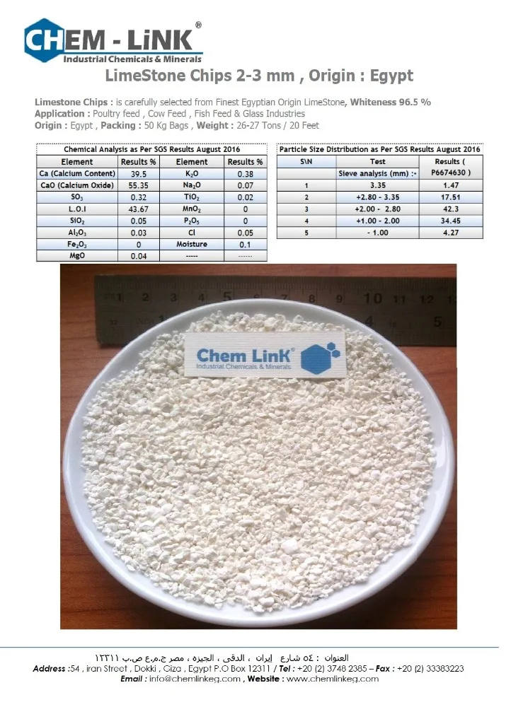 
( Feed Grade ) LimeStone ( Granules ) Grits 0.5-1mm, 2-3 mm & 3-4 mm & LimeStone Powder 250 mesh, 150 mesh & 80 mesh 