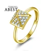 Tiny Fancy Pyramid Ring 10K Yellow Gold Micro Pave Setting Simple Wedding Ring Lady's Fashion Jewelry Ring