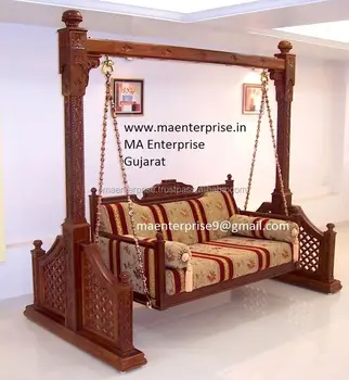 indoor swing jhula wood indian teak wooden india room living alibaba carving larger polish