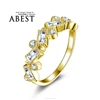 Irregularity Square and Round Stone Ring 10K Yellow Gold Micro Pave Setting Simple Wedding Ring Lady's Fashion Jewelry Ring