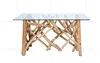 Specail Design Teak Roots Stand Dinning Table with Glass on Top