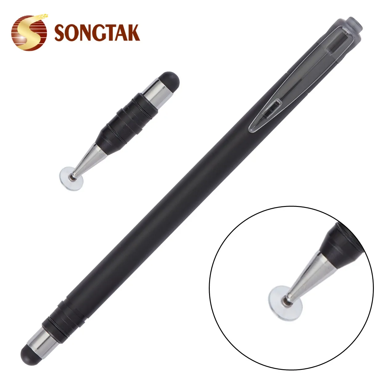 

wholesale 2 in 1 stylus touch up passive pen, Black