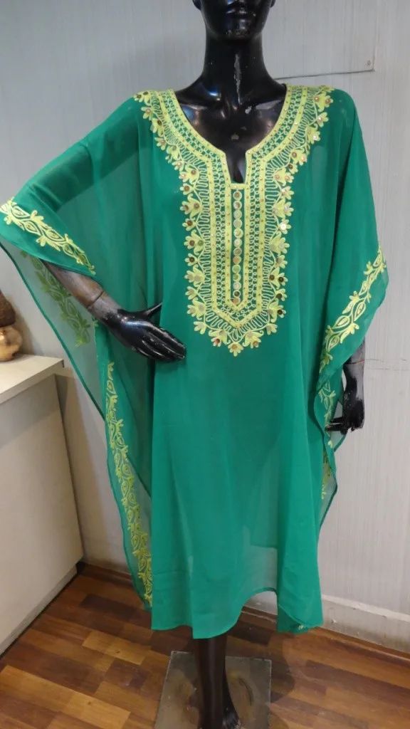 Kaftan Dress Fancy Dubai Embroidered Short Beach Crystal Beaded India