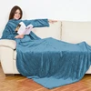 SOFT WHOLESALE 100 % FLANNEL FLEECE QUALITY POLYESTER LIGHT BLUE TV WEARABLE BLANKET
