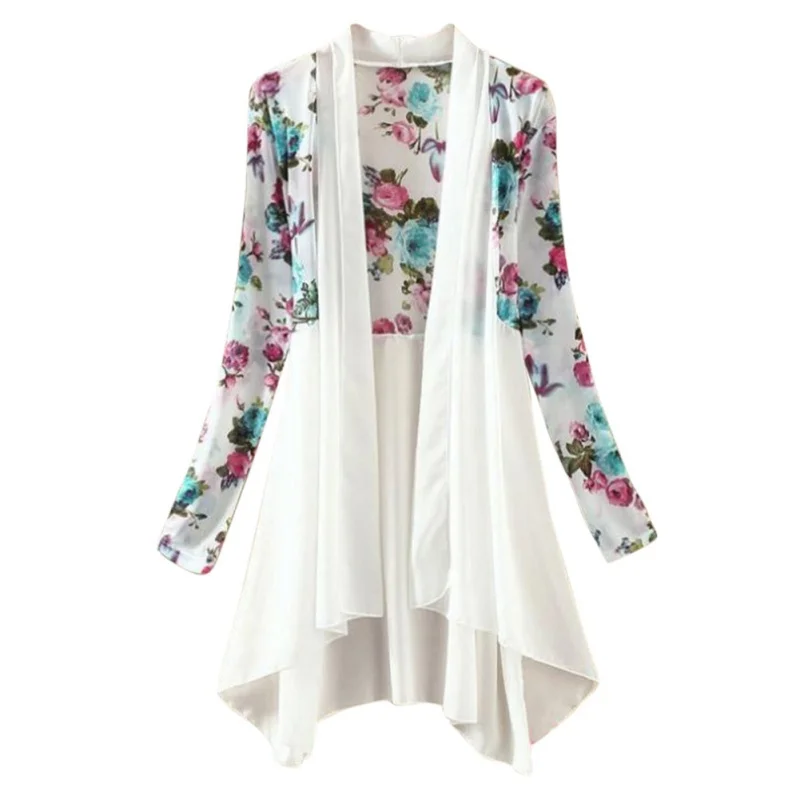 

Women Vest Blusa Female Blouses Jackets Long Chiffon Ladies Shirts 2019