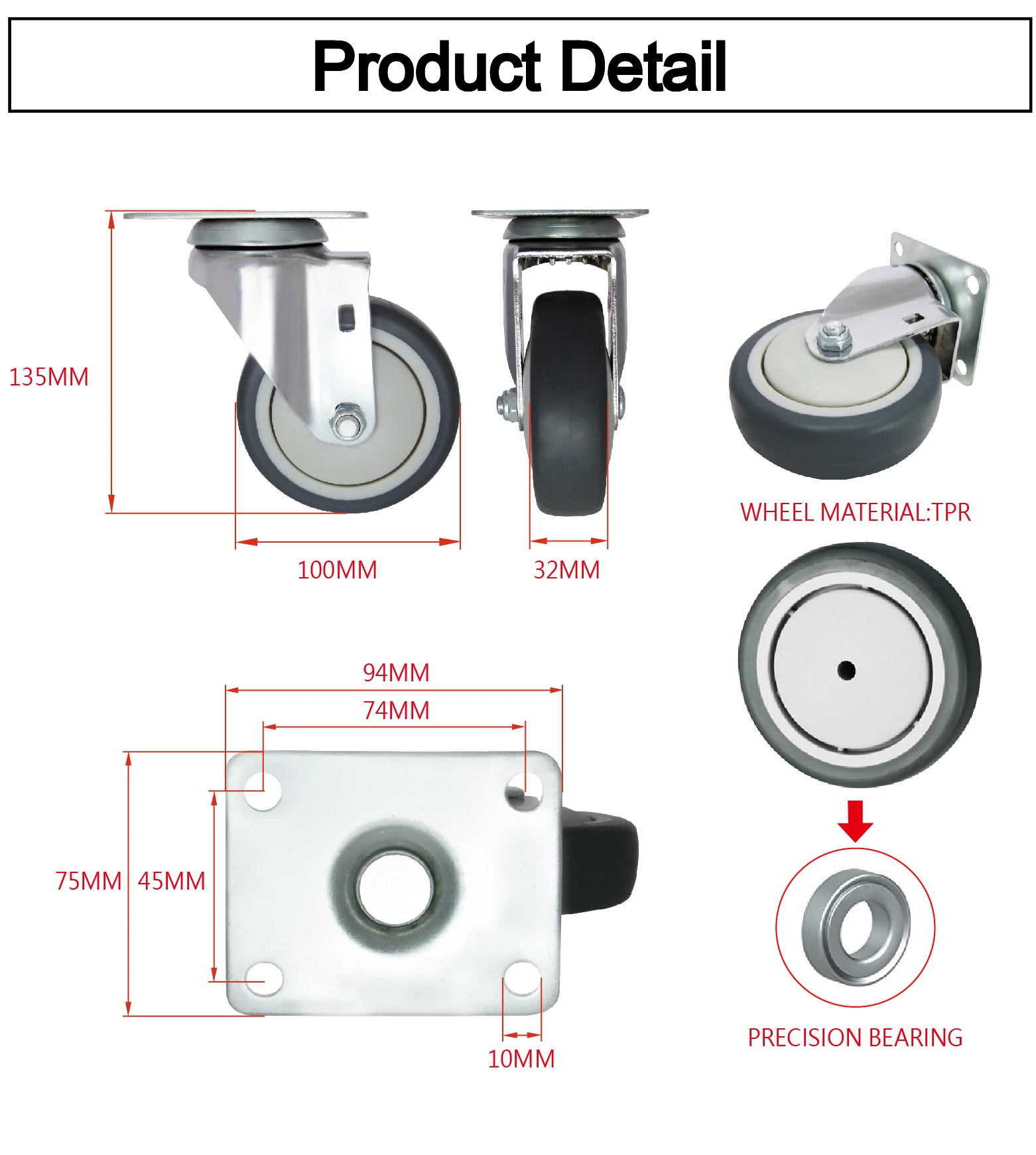 Cce Caster 4 Hard Rubber Swivel Caster Wheels 360 Degree Top Plate With Brake Buy 4 Inch Heavy Duty Furniture 608 Bantalan Kastor 100mm Heavy Duty Meja Roda Untuk Furniture Kursi Kantor