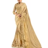 Lycra , Net With heavy Border Golden Saree
