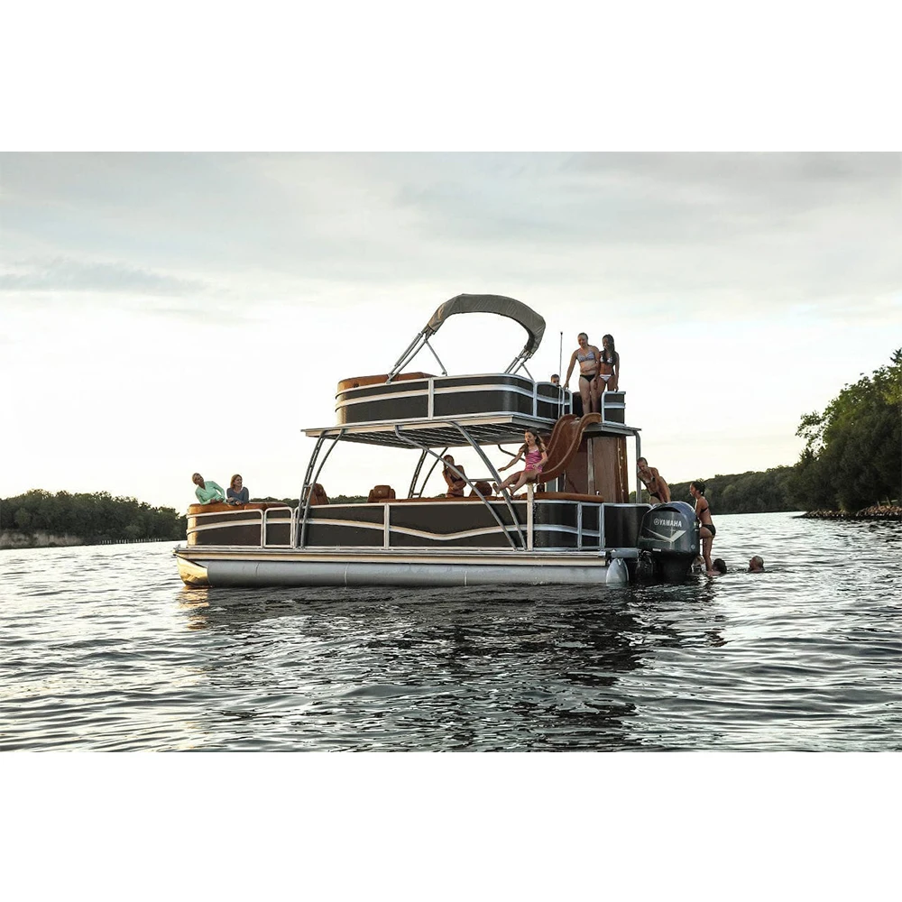 

RTS KINLIFE double decker aluminum pontoon boat with slide, Customized color