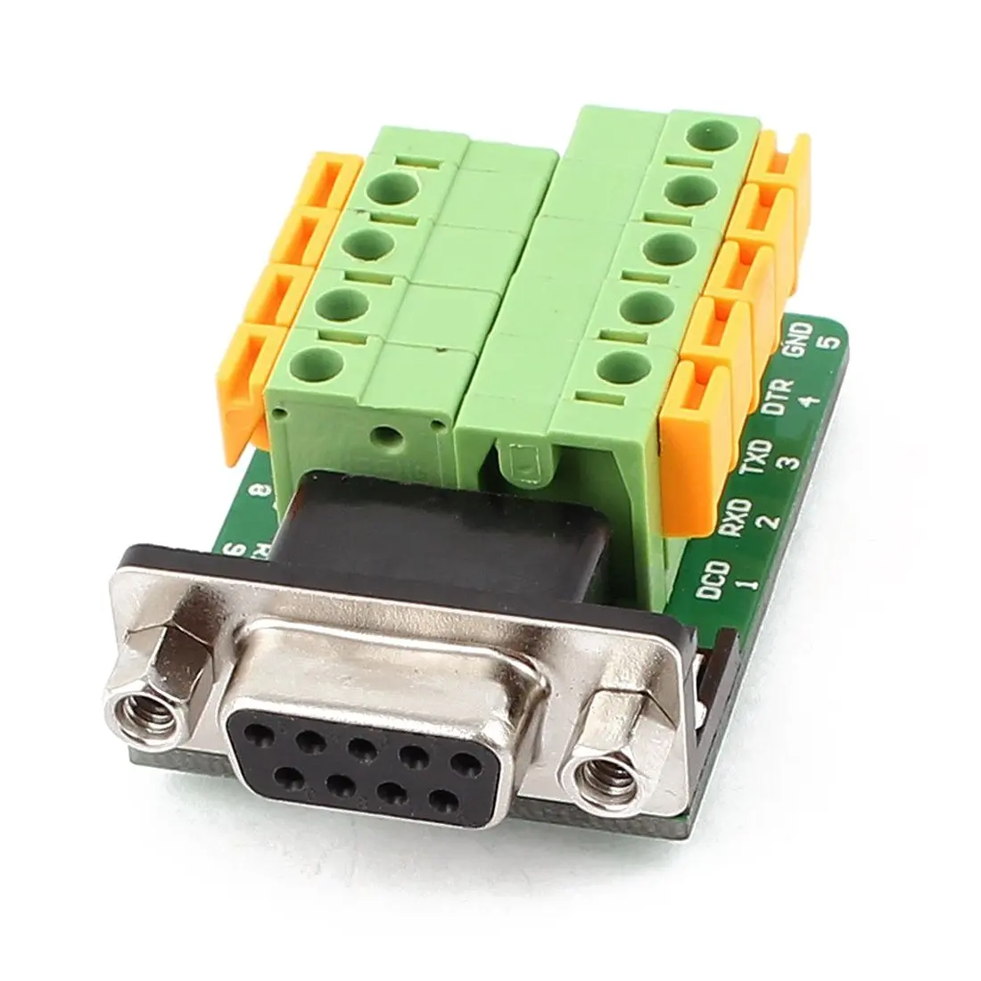 DB9 Female Adapter - TOOGOO(R) DB9 RS232 Serial Female Adapter Plate to 9 Position Terminal Connector Black+Green+Yellow