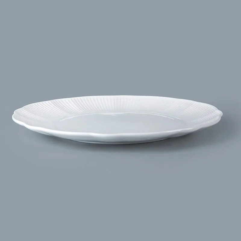 product-simple elegant fresh style flat plate white porcelain flat plate hotel restaurant use flat p