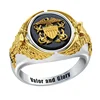 Custom design Factory Price U.S. Navy Eagle Military Ring 24k Electroplated Two Tone free artwork