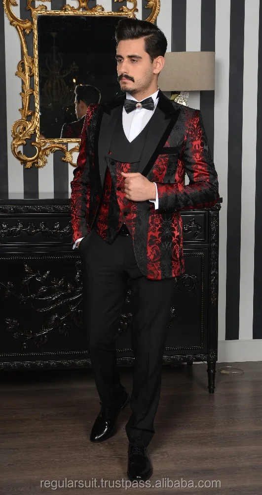 
Best Suit Money Can Buy Patterned Black Red Man Suit 