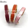 odian jewelry Charm 18k Stainless Steel Rose Gold Shiny Surface Dark Blue Genuine crocodile Stingray Cuff Bracelet
