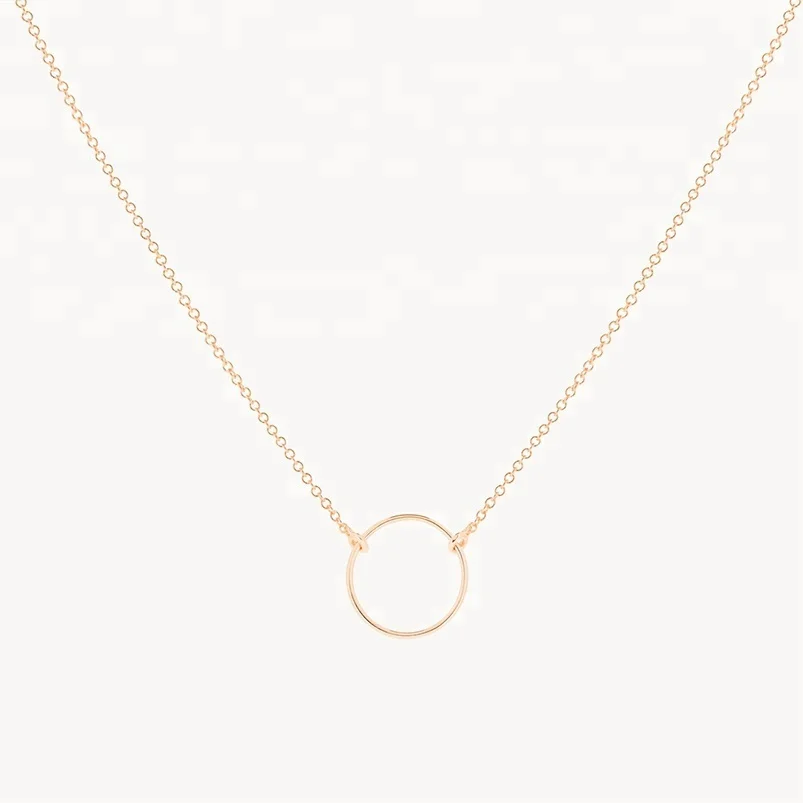 

2018 minimalist design dainty gold jewelry circle pendant necklace 925