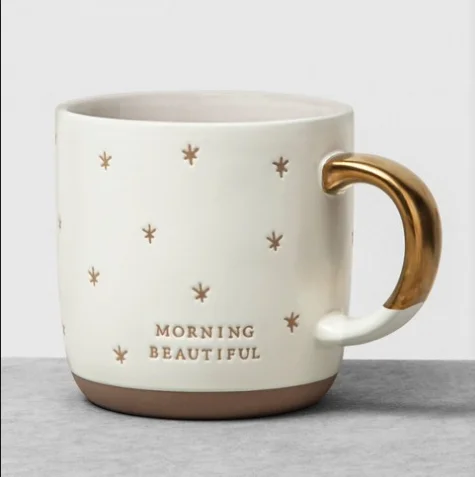 Letter Decal Ceramic Breakfast With Golden Handgrip Milk Coffee Cup Mug