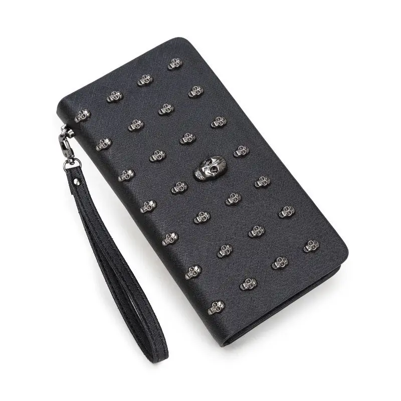 

Wallets for women fashionable female hand bag skull suffiano PU leather wristlet purse