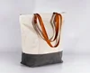 Travel Tote in Natural cotton Canvas travel bagw/ Leather Handles
