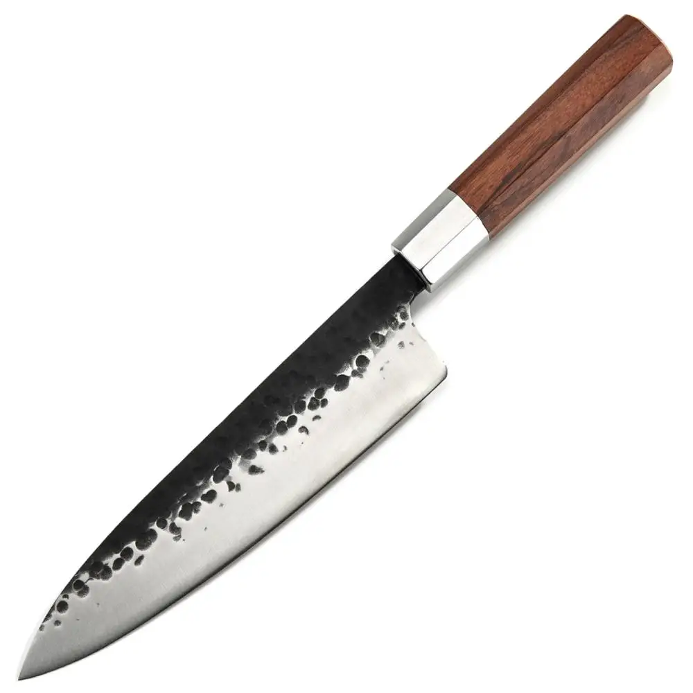

Handmade Chef Knife Japanese Kitchen Knives High carbon Steel Gyuto PRO Slicing Cooking Tools African Wood Handle Gift Box