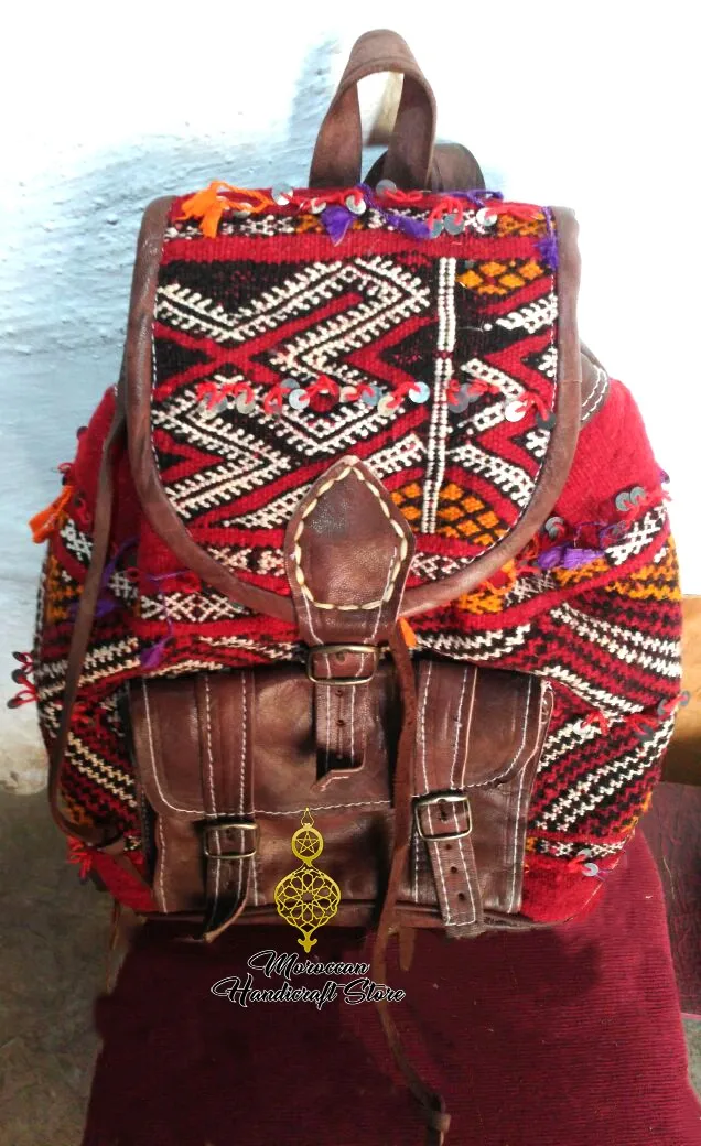 Genuine Leather Backpack Kilim Backpack Made In Morocco Buy Handmade