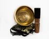 Antique Tibetan Mantra and Symbol Etched Yoga Meditation Singing Bowl Set