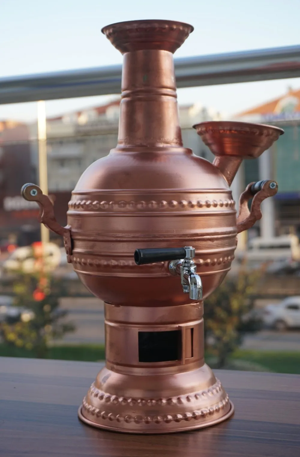 Turkish Copper Coal Samovar Water Heater Tea Kettle Tea Maker 3l Camp