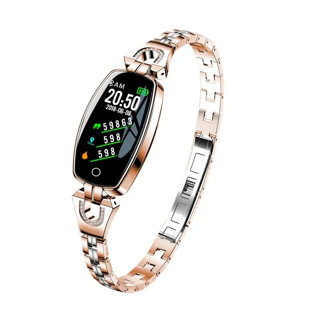 

H8 Smart watch stainless steel strap Female watch golden heart rate sleep monitor watch luxury bracelet women