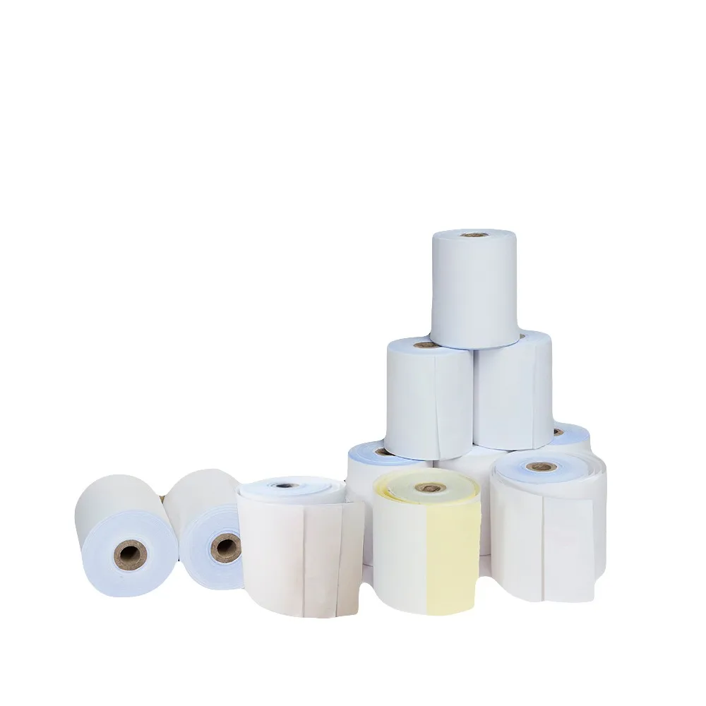 2 Ply 76 X 65 X 12 Mm White Pink Ncr Cashier Paper Roll Offset Printing