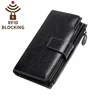 Female genuine leather women wallet purse long design clutch with RFID blocking for fashion girls lady