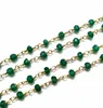 3x3.5mm Eco-Life Handmade Faceted Green Onyx Gemstone Cluster Wire Wrapped Beaded Chains