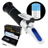 2-in-1 Brix Salinity Refractometer Dual Scale 0-32% Brix & 0-28% Salinity Food Salt Seawater Brine Beer fruits with ATC