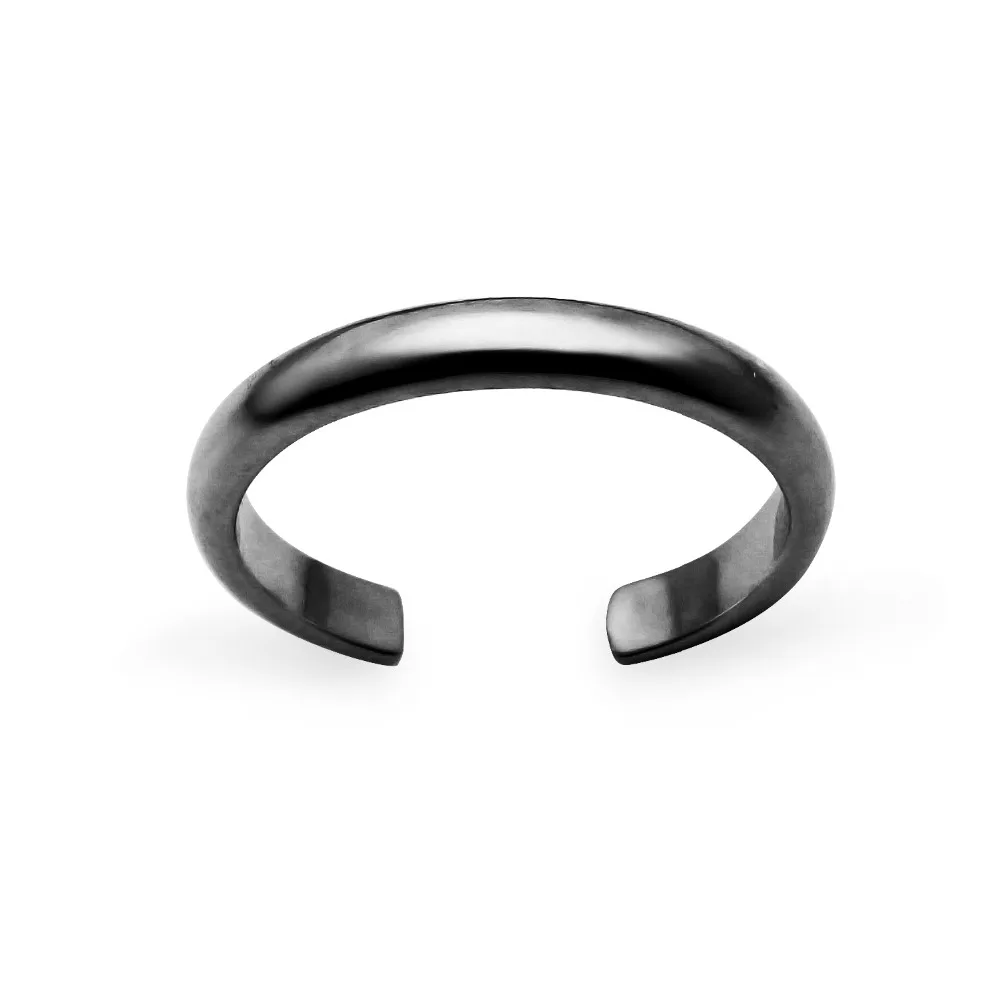 
Black Sterling Silver Plain Simple Adjustable Toe Ring 