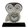 Rough Nickel Plating Table Top Aluminum Clock with wood base