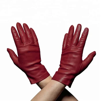 red leather driving gloves