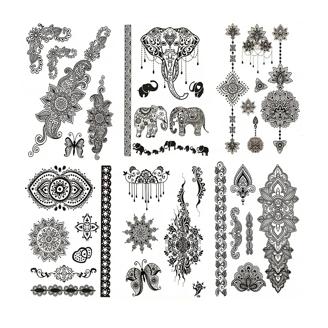 Wholesale Henna Stencils Mehndi Style Waterproof Tattoo Sticker Body