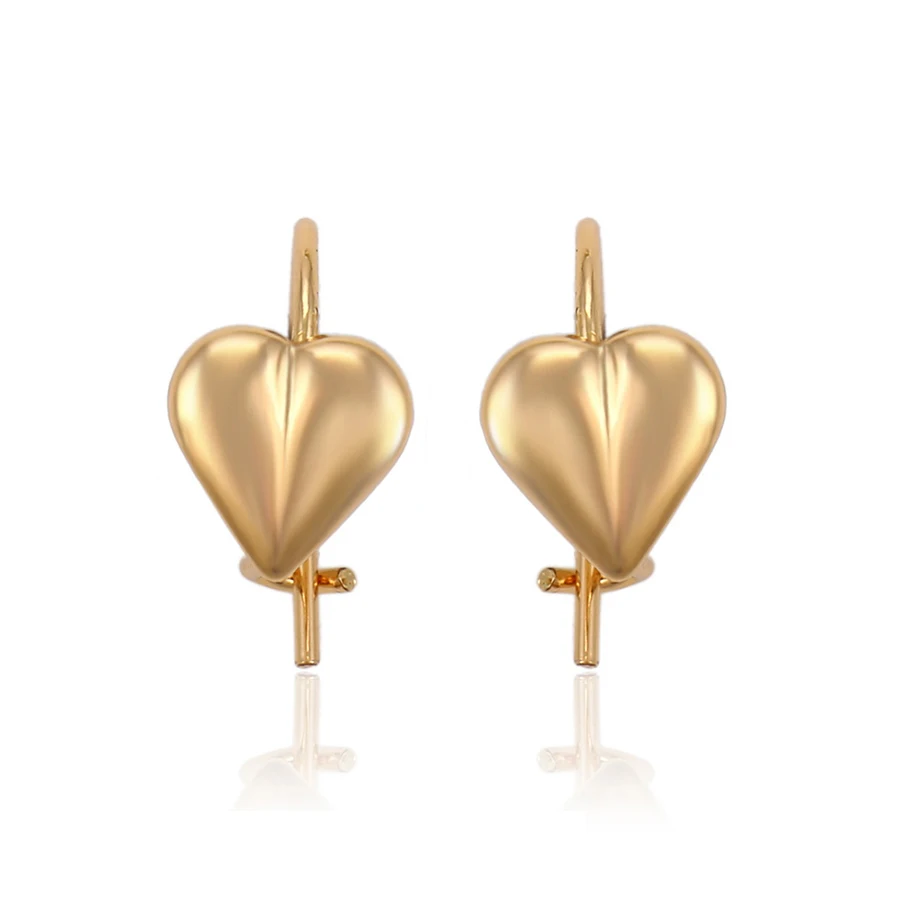 

91573 Xuping gold earrings design heart shape baby clip on earrings
