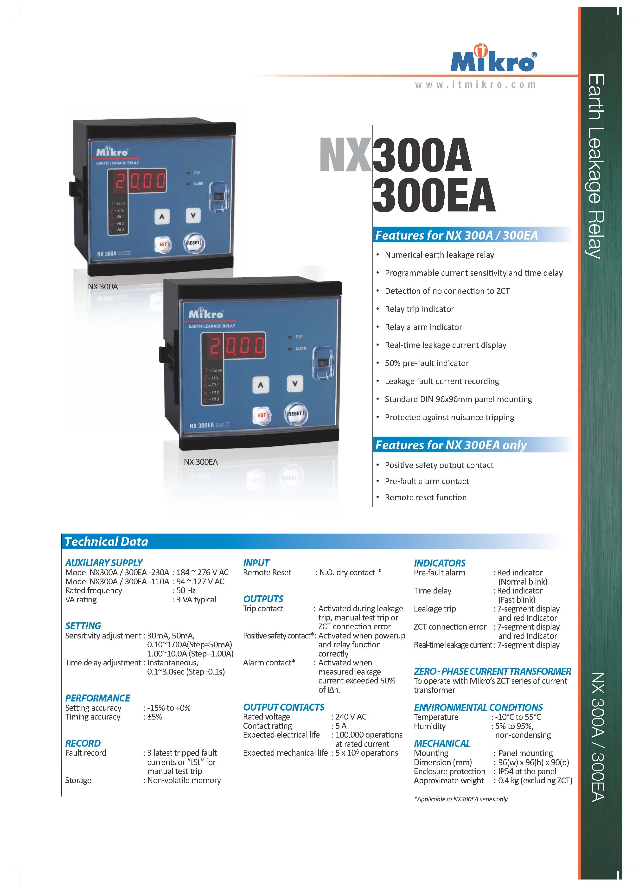 NX300A Earth Leakage Relay, View Protection relay, Mikro Product