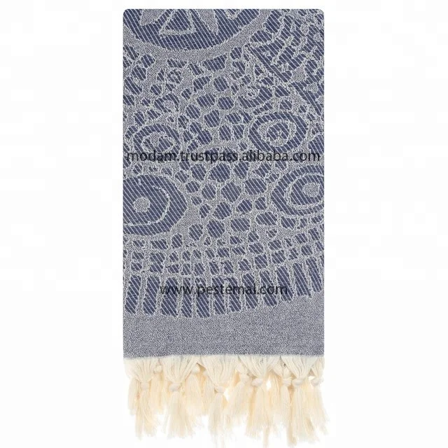 Asymmetric Mayan and African Symbols Patterned Cool Jacquard Fancy Beach Bath Gym Pestemal Towel with Discount Price %100 Cotton