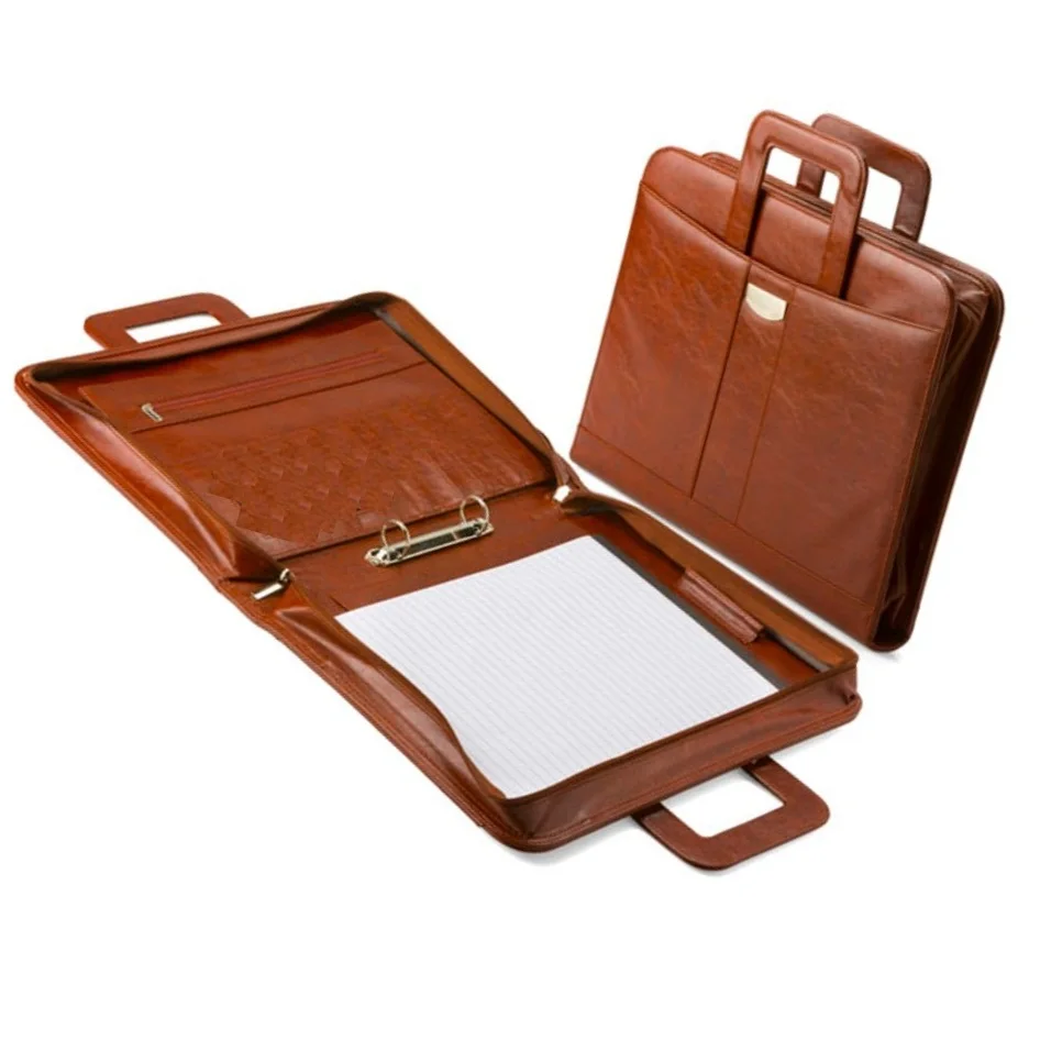 Leather Business 3 Ring Binder Bag / 3 Metal Binder Ring / Professional