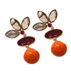 925 Sterling Silver Orange Dyed Ruby Smoky Topaz & Pink Cz Gemstone Earring