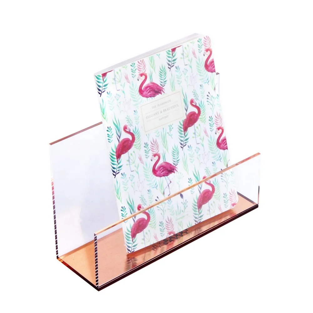 
Acrylic plexiglass office tabletop organizer rose gold color mail letter holder 