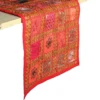 Cotton Patchwork Rectangular Table Runner Made From Vintage Patches Each With Unique Embroidery