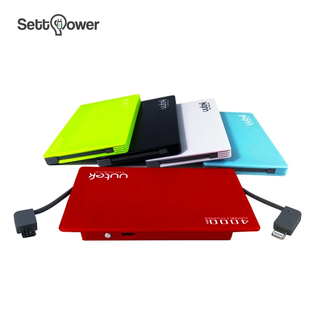 

2019 New products New products portable charger online shopping with 4000mah battery and built-in cables Settpower, Black,white,blue,red,green