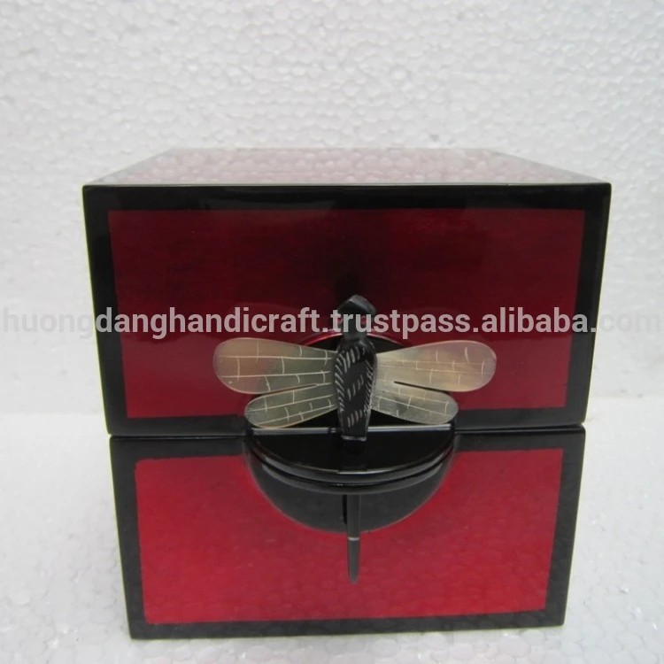 Etoxic lacquer box with lid for storage and seashell dragonfly, 100% high quality from Viet nam, various designed box
