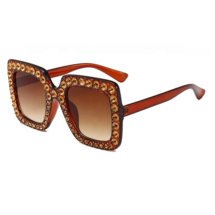 

big fashion bling bling discoloration oversized crystal rhinestone sunglasses glasses