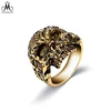 Dubai Gold Plated Punk Skull Style Men Fashion Ring Stainless Steel Jewelry