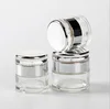 Cosmetic glass cosmetic cream jar 50ml unique shape 20ml glass jar airless face skincare lotion bottle with matte silver cap