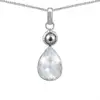 Most selling rose quartz sterling silver rhodium plated necklace pendant best gift for better half pear shape pendant